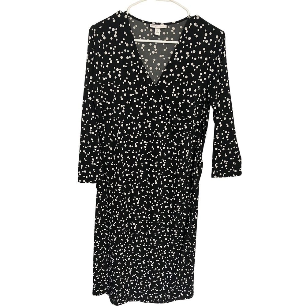 Liz Lange Maternity Black White Polka Dot Dress Size M missing belt